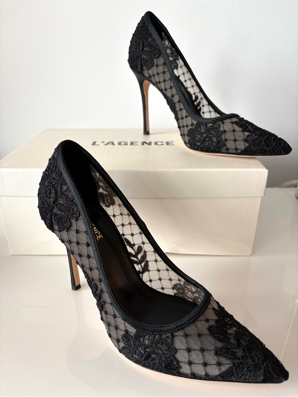 NEW L’Agence Black Lace Heels